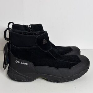 New Icebug Metro Boots Mens 13 Black Suede Water Resistant Anti Slip Studs